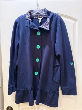 Matilda Jane Navy Floral Trim Button-Front Cardigan